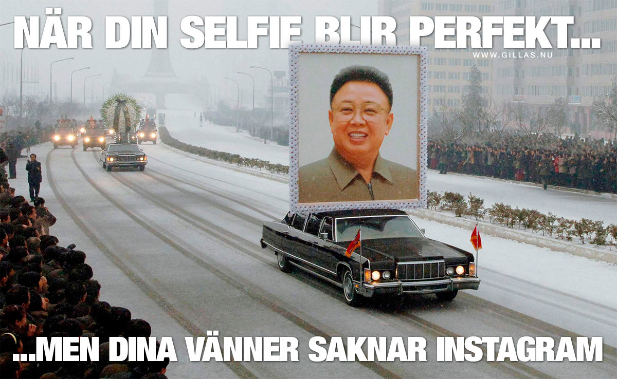 Kim Jong Un har tagit en selfie och har den på taket av sin bil