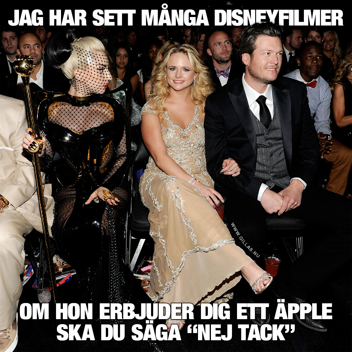 Lady Gaga på tillställning - Jag har sett många Disneyfilmer, om hon erbjuder dig ett äpple ska du säga nej tack