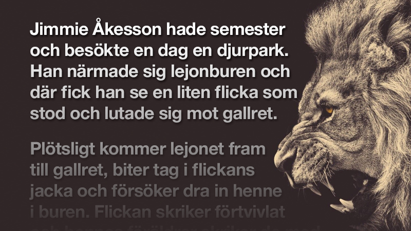 Rolig historia om Jimmie Åkesson som räddar en flicka på zoo